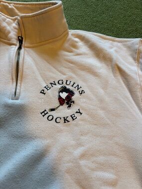 Jansport White Penguins Hockey Quarter-Zip Sweater